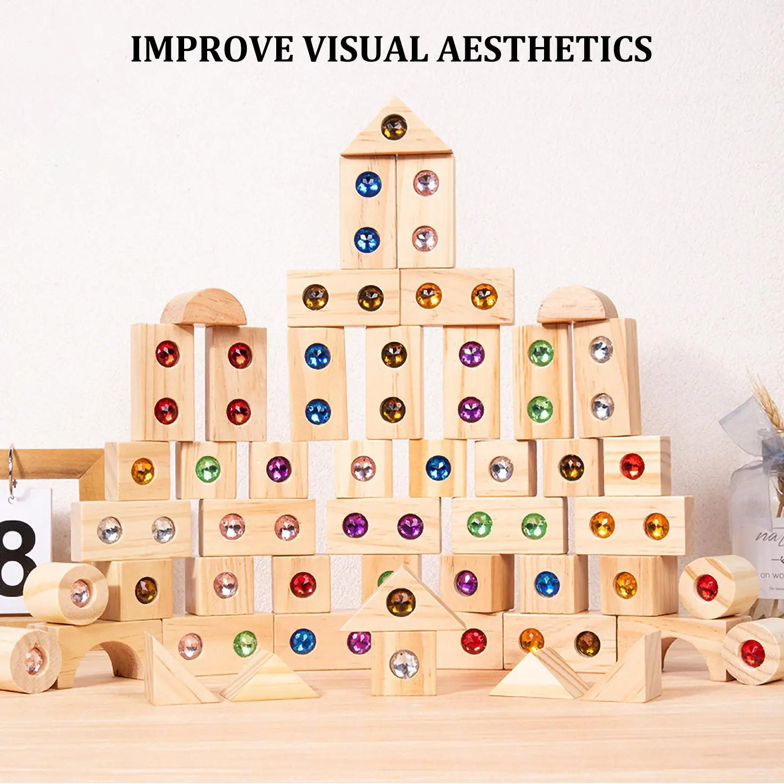 Rainbow Stacking Block Rainbow Stacking Cube Toy Set Rainbow Stacking Tower Game Acrylic Block Construction for 3 Years Old