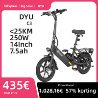 DYU C3 Electric Bicycle 250W Brushless Motor 36V7.5AH Lithium Battery Aldult Urban Commuting Electric Bike 14in Tire Fold E-bike