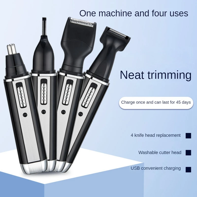 4-In-1 Nose Hair Trimmer For Men Women USB Rechargeable Nose Hair Trimmer IPX7 Waterproof Trimmer Facial Nose Clippers