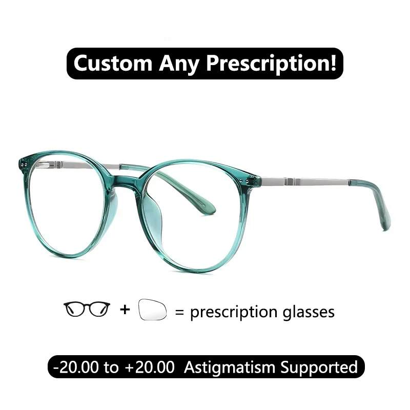 

Custom Prescription Glasses Pink Round Reading Glasses Astigmatism Photochromic Myopia Sunglasses with Minus Diopters for Women