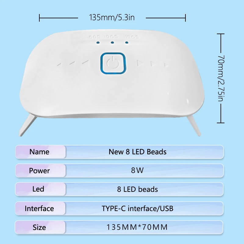 8W UV Led Lamp Nail Dryer Small Mini Manicure Sun Light Beads Fast Drying Curing Gel Polish Varnish Builder Salon Tools