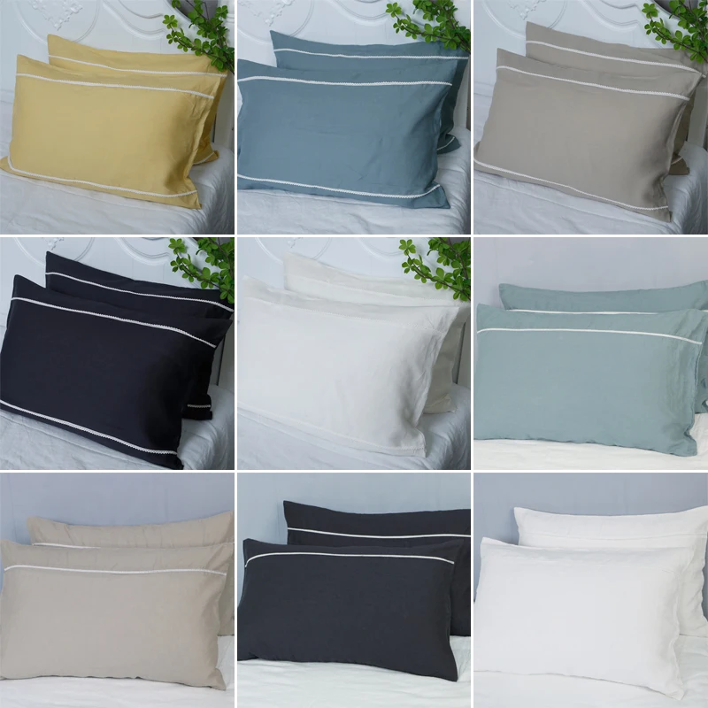 1/2 Pcs High Quality 100% Pure Linen Pillow Case Natural Flax Pillow Cover Minimalism Style Pillowcase 48x74cm