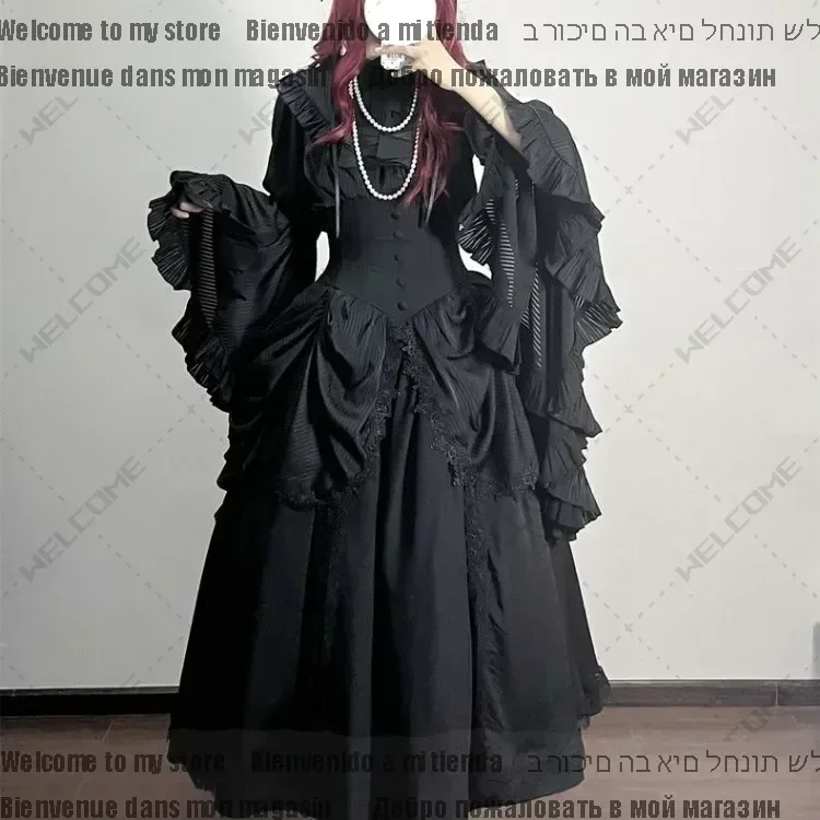 Women+ Y2k E-Girl High Waist Mid-length Loose Skirts Spring New Two Piece Sets Harajuku Lolita Slim Fit Flare Sleeve Shirts