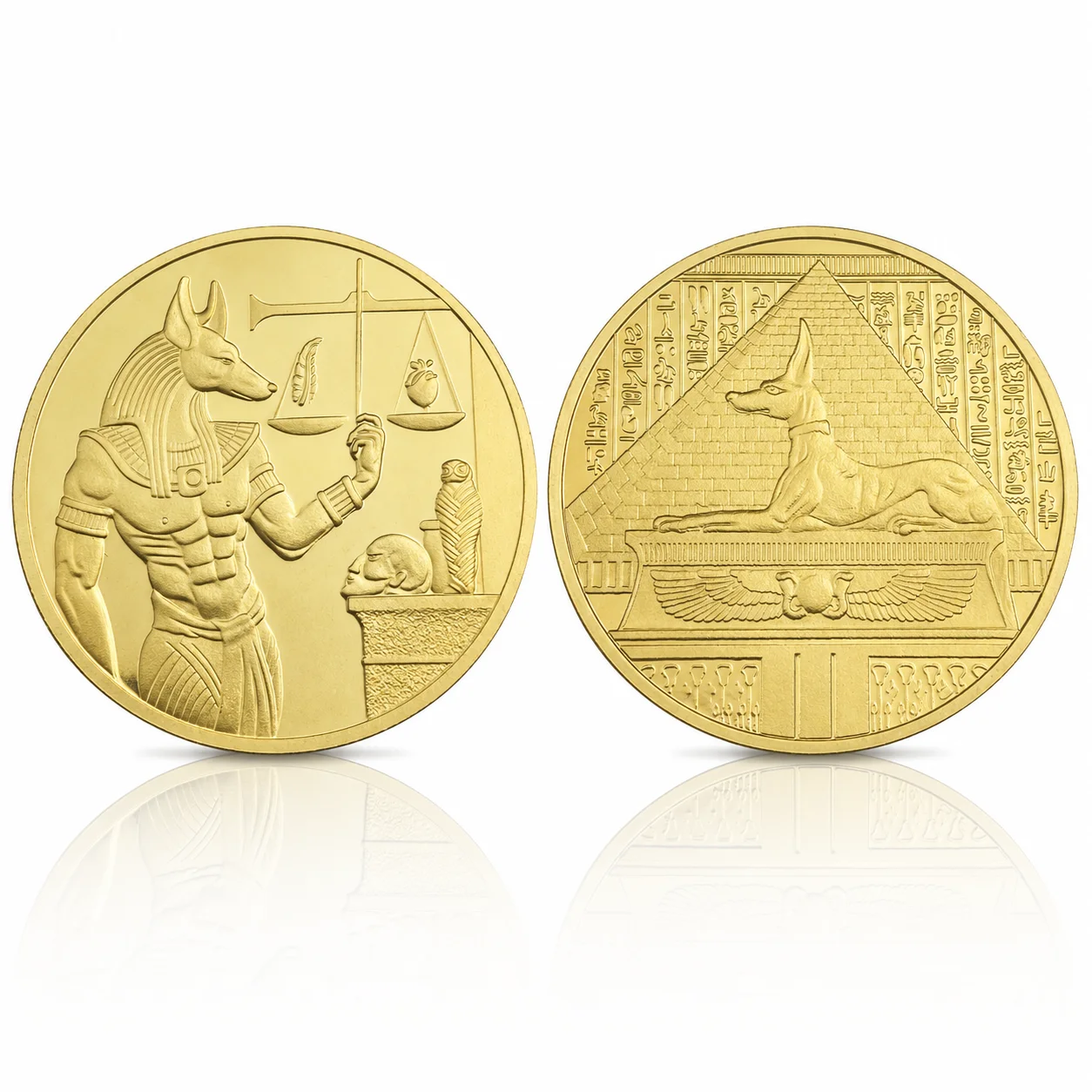 Ancient Egyptian Grim Reaper Anubis Gold Coin Pyramid Challenge Coin The Death God in Ancient Egyptian Mythology Coin