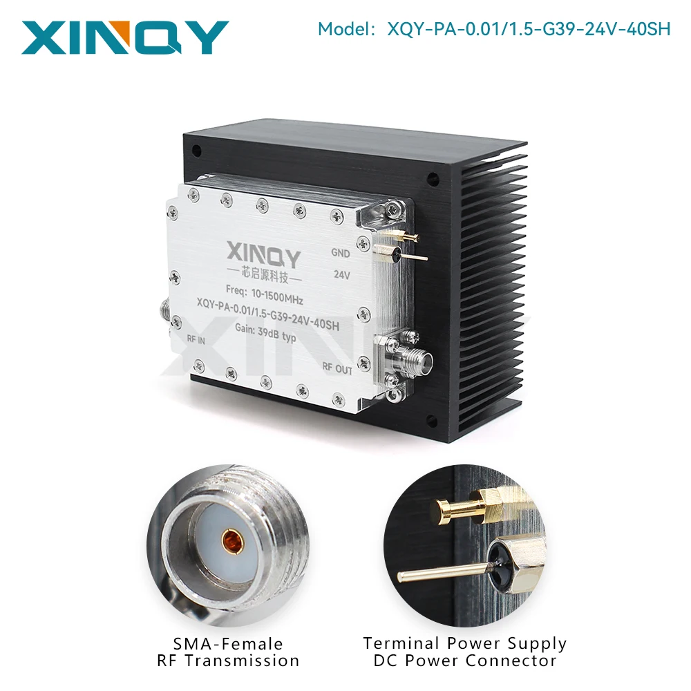 Xiqny Radio Frequency Microwave Power Amplifier 0.01-1.5g Broadband 39Db Gain 40Dbm Power Amplifier Module