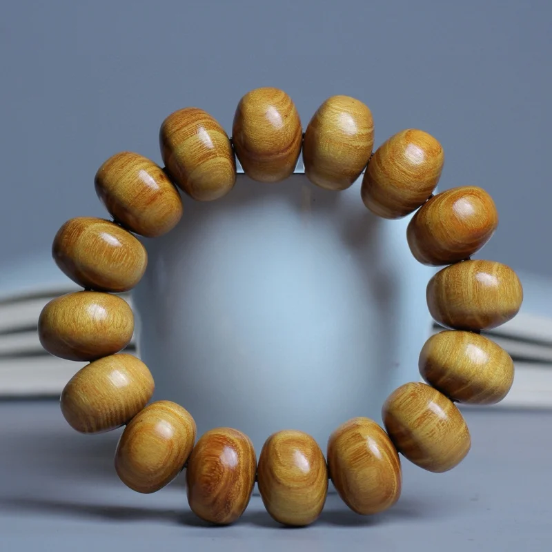 

Unique Irregular-Shaped Golden Sandalwood 1.8mm Gift Abacus Bead Buddhist for Couples, Men's Cultural Jewelry Bracelet