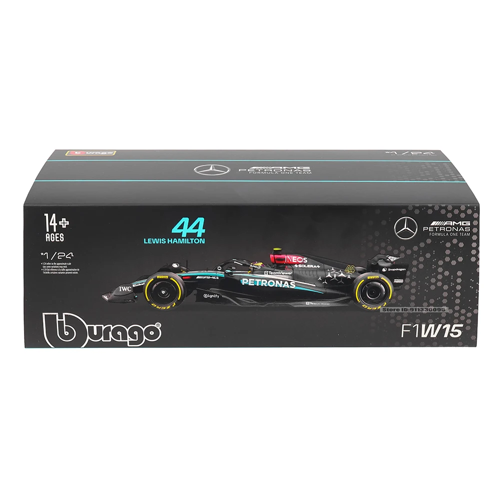 Bburago 1:24 2024 F1 فريق Mercedes-AMG Formula One # 44 لويس هاميلتون # 63 جورج راسل نموذج سيارة نموذج مجموعة لعبة هدية