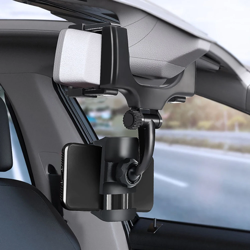 Rearview Mirror Phone Holder for Car Free Rotation Adjustment Phone Mount Stable Gripper Smartphone Navigation Bracket