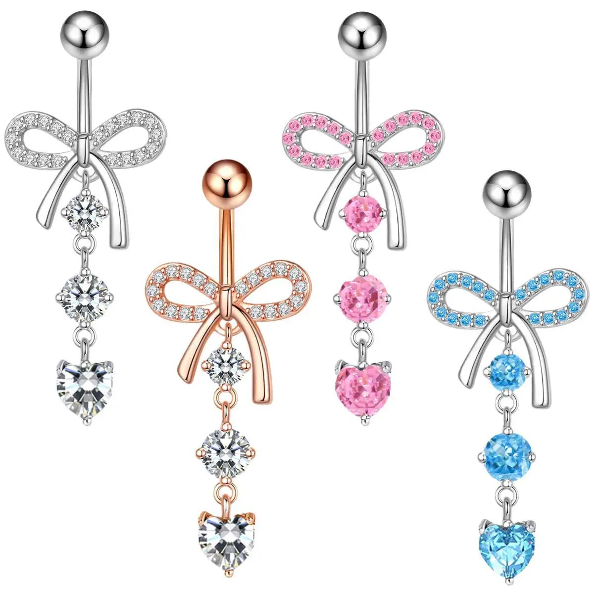 

Simple butterfly festival navel ring, navel nail, navel buckle, tassel inlaid stone, stainless steel piercing abdominal ri