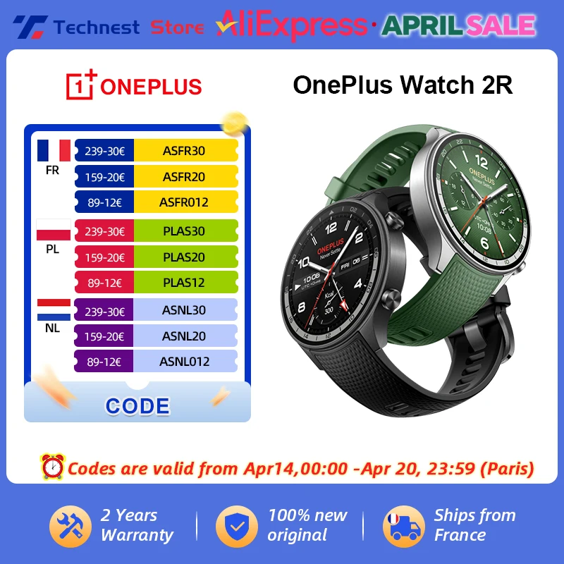 New OnePlus Watch 2R Global Version Smart Watch 1.43” AMOLED Snapdragon W5 Chipset Up to 100h Battery Life Google Wear OS 4 NFC