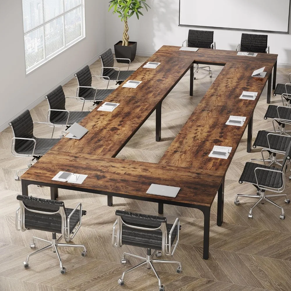 

Conference Tables 78.74-Inch Set of 6, 19FT Conference Room Table, Large Rectangle Meeting Seminar Table Set for 16-22 Person