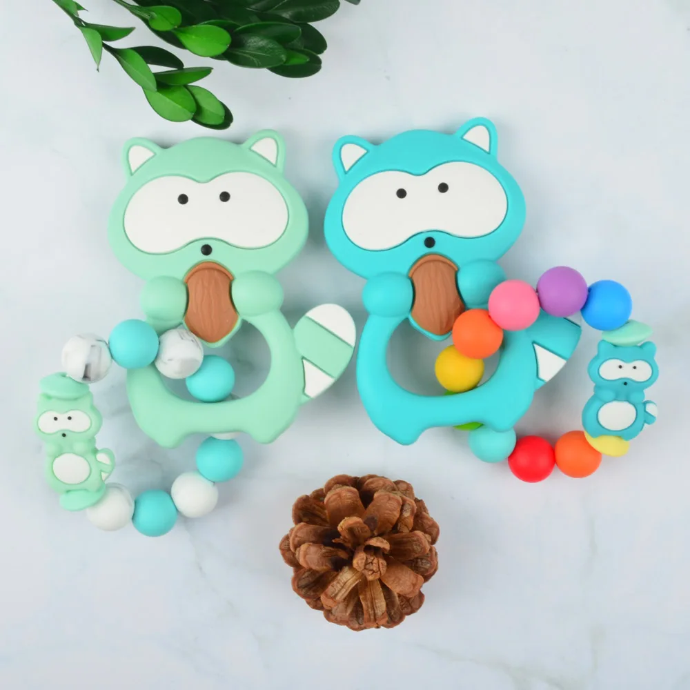 LOFCA Silicone Raccoon keychain Bracelet backpack decoration accessories food grade silicone Jewelry Accessories