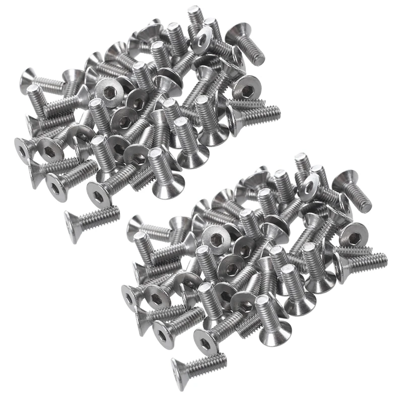 

100 Pcs Stainless Steel Countersunk Screws, Hexagon Socket Hex Key Bolts M4 X 12Mm