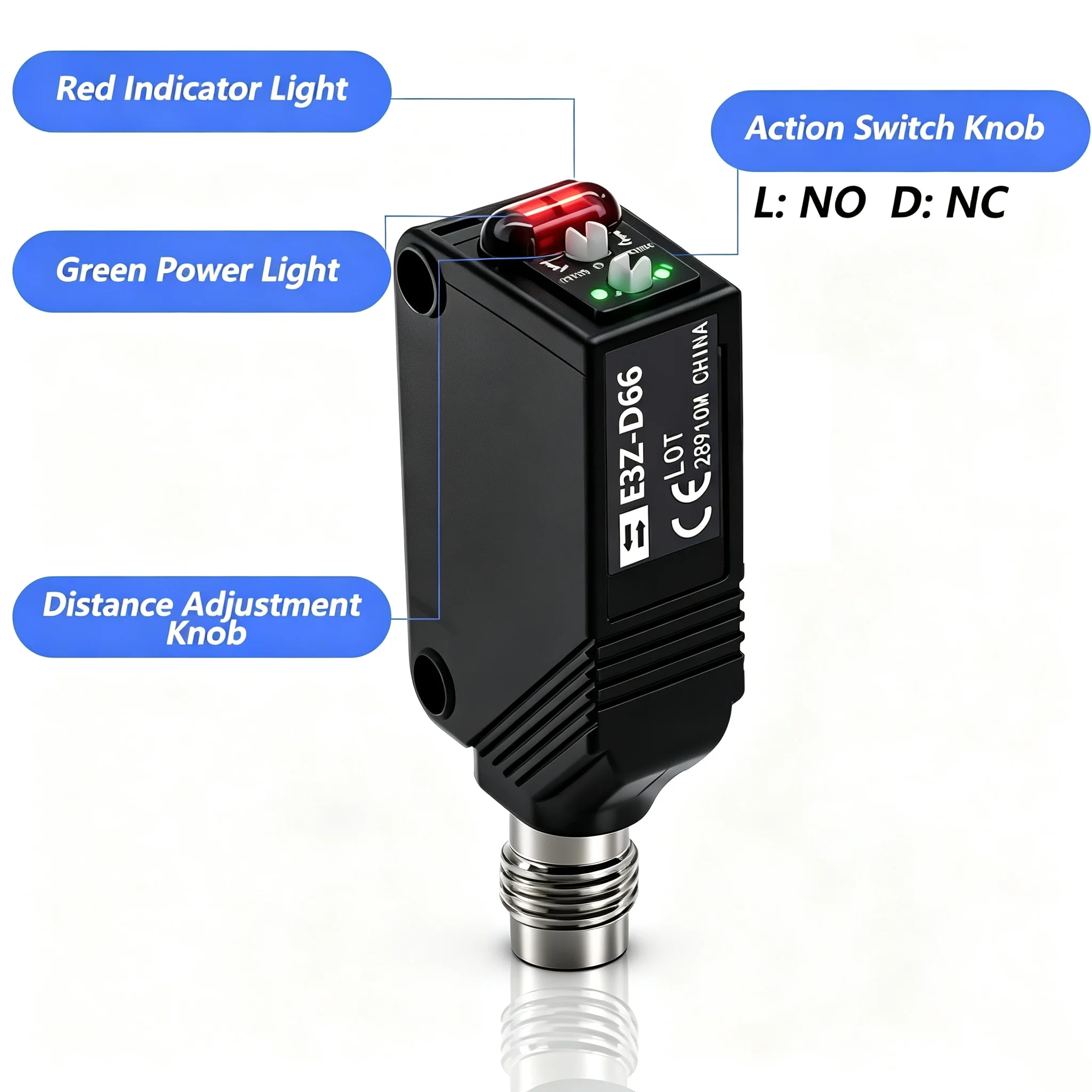 Square 10 cm 80cm 2m 5m Detection Diffuse Reflect Through Beam Photoelectric Proximity Sensor Switch E3Z D66 D86 D67 D87 T66 T86
