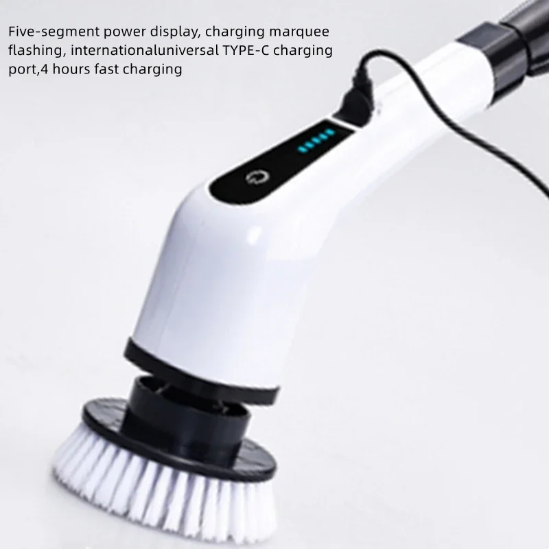 Wireless electric cleaning brush multi-function long handle bathroom brush floor tile toilet brush dishwashing pot artifact