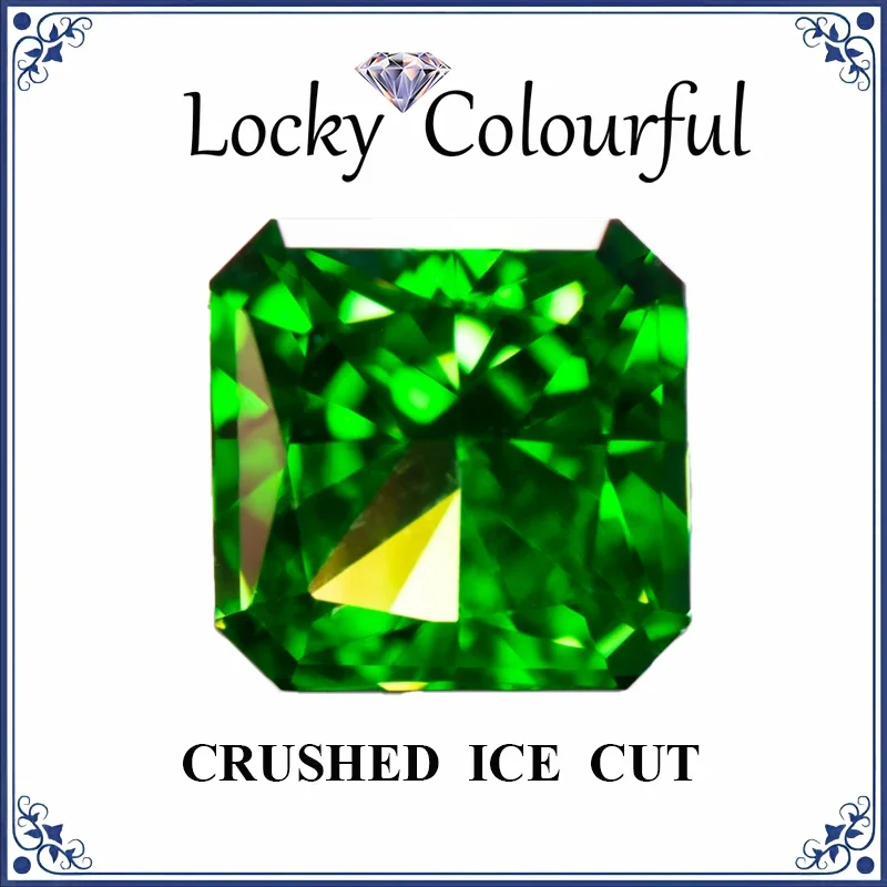 

Cubic Zirconia Crushed Ice Cut Asscher Shape Emerald Color Charms Beads for Diy Jewelry Making Rings Materials No Certificate