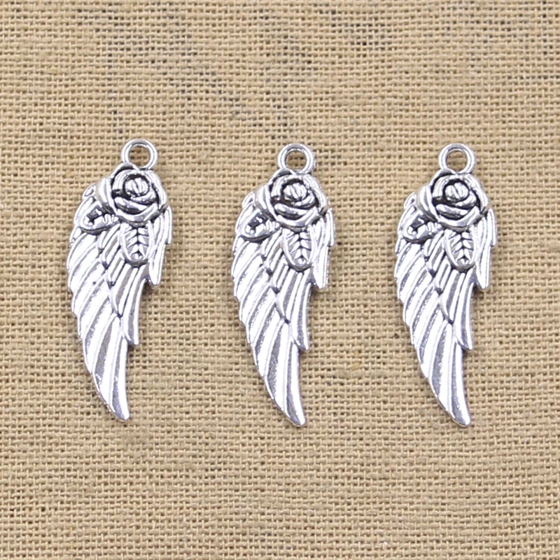 8pcs Charms Angel Wings 30x12mm Antique Making Pendant fit,Vintage Tibetan Bronze Silver color,DIY Handmade Jewelry