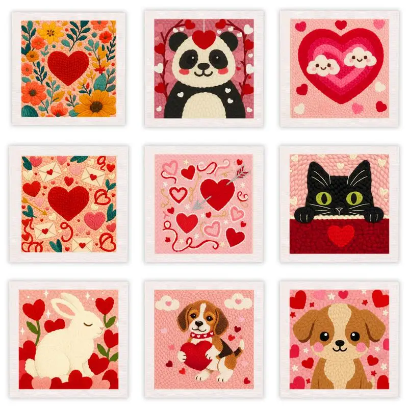 

GATYZTORY punch needle embroidery package Love Cute Animals Cross stitch diy set adult crafts Yarn Valentine Day Gift Home Decor