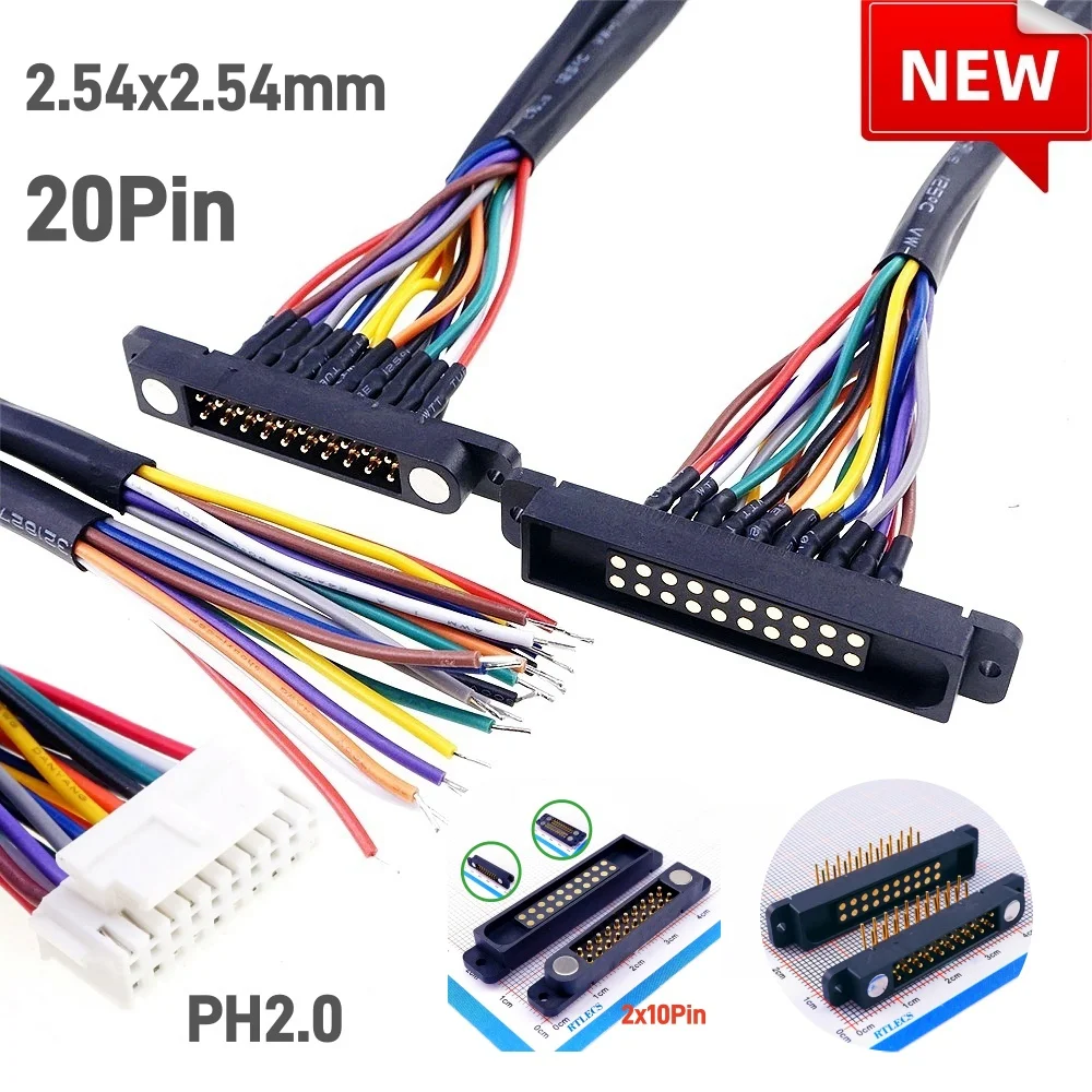 1/5 Set High Current 2A 20 Pin DC Magnetic Pogo Pin Connector Pogopin Male Female With Ribbon Cable Spring Loaded Power Socket