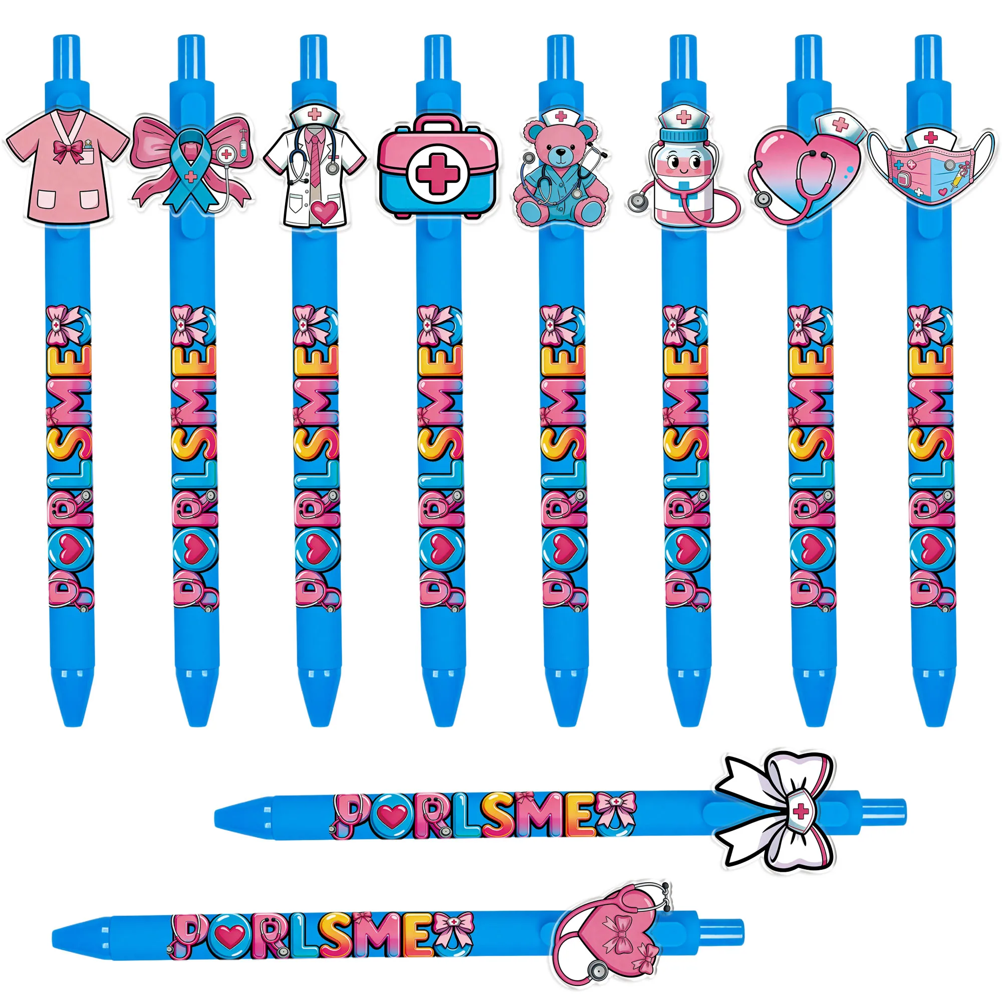 10 pieces / 20 pieces creative powder blue series medical ballpoint pens - special recording pens for nurses during ward rounds