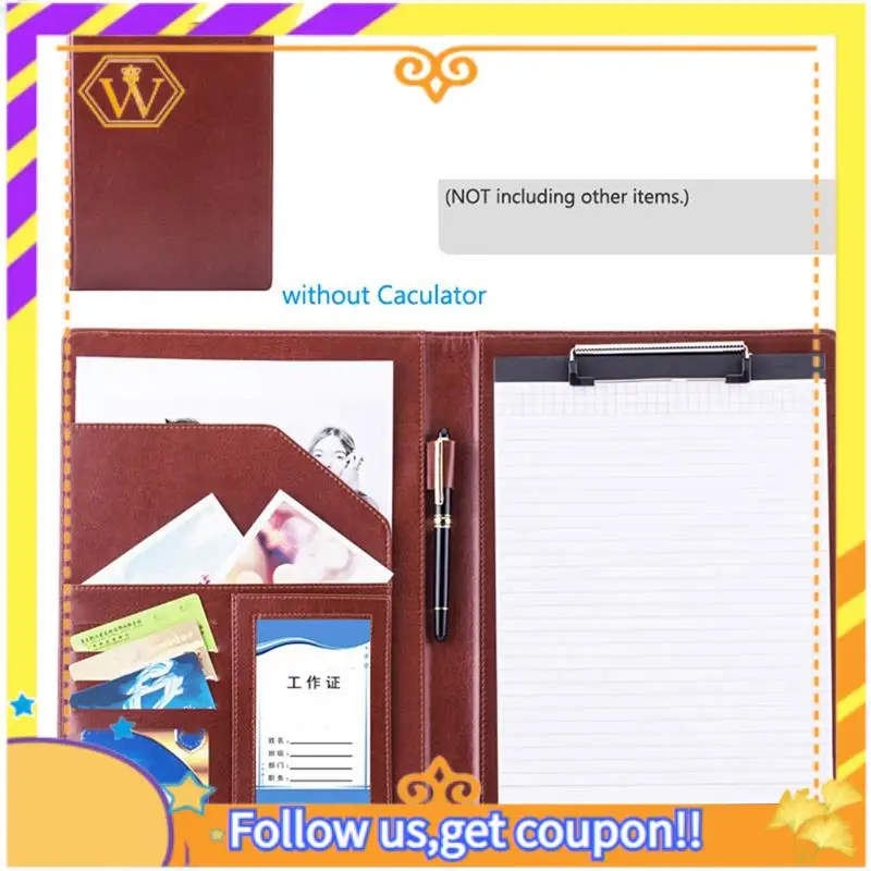 Latest-A4 PU Padfolio File Folder Portfolio Business Document Holder Metal Clipboard Pad Document Organizer Holder Easy Install
