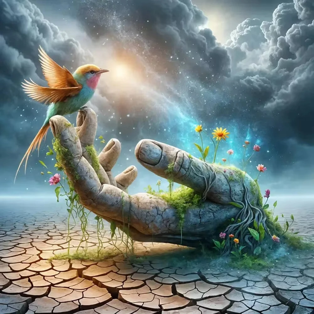 

Hand Statue Hummingbird Animal 500PCS/1024 PCS Jigsaw Puzzles Challenging Family Activity Game for Gameroom Bedroom Home Decor