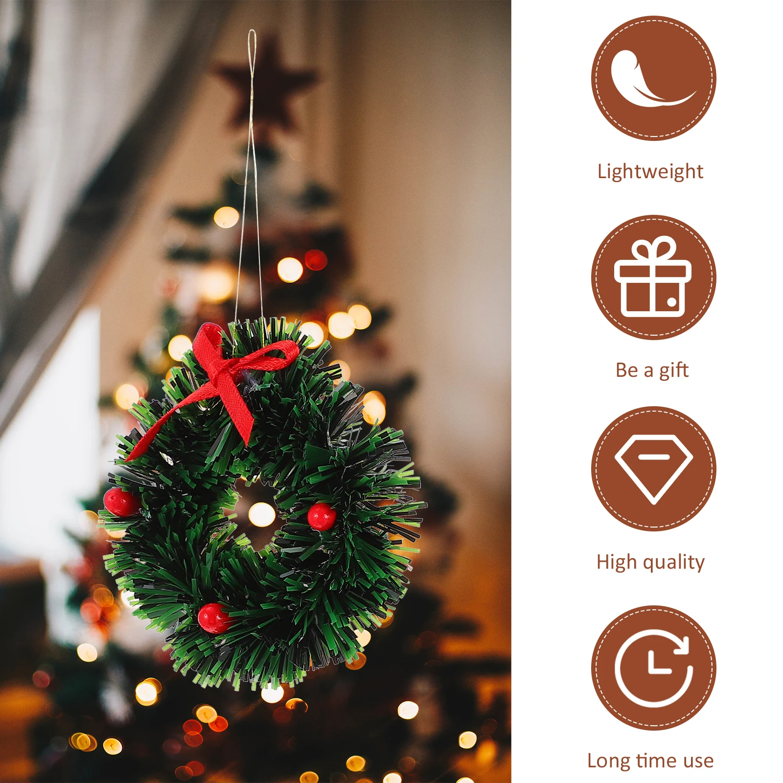 

5pcs Mini Christmas Wreath Plastic Desktop Decor For Diy Holiday Display Hanging Wreaths Festival