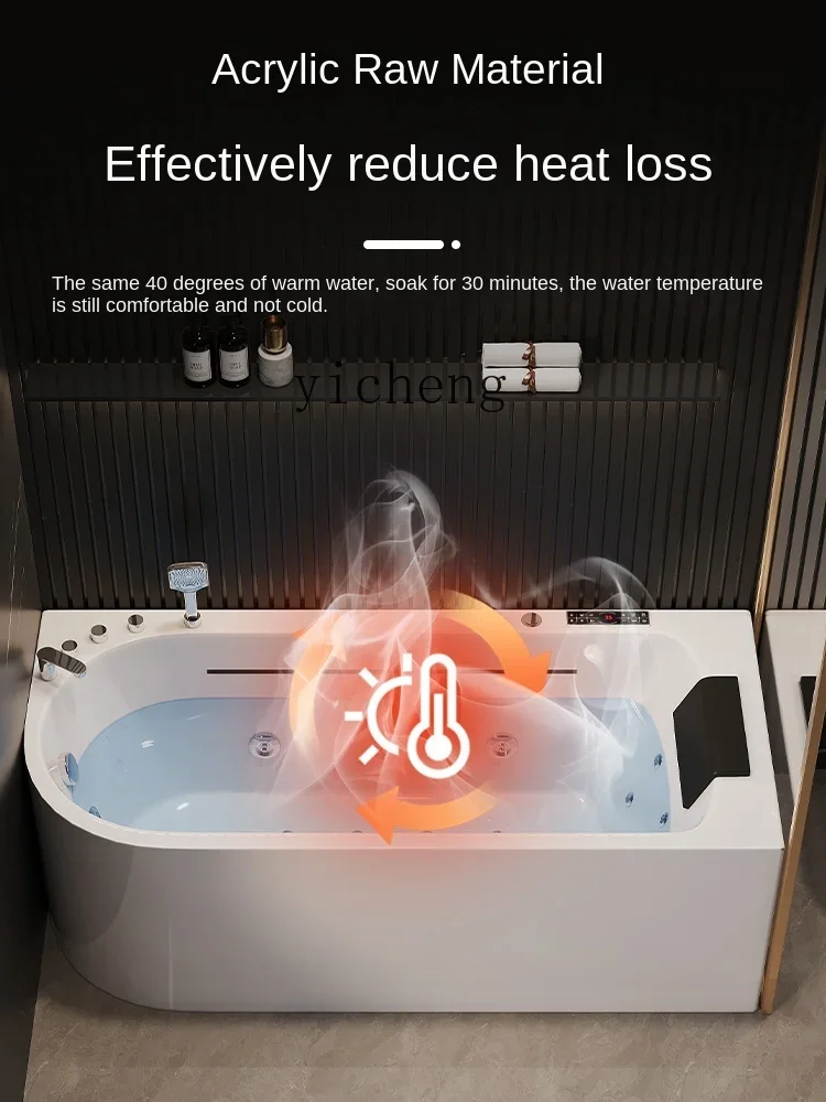 acrylic waterfall smart thermostatic bathtub household adult fan bath