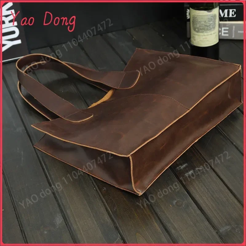 Yao Dong New Vintage Leather Briefcases Men Messenger Bag Brown/Black Luxury Business Briefcase Document Lawyer Laptop Bag Whole