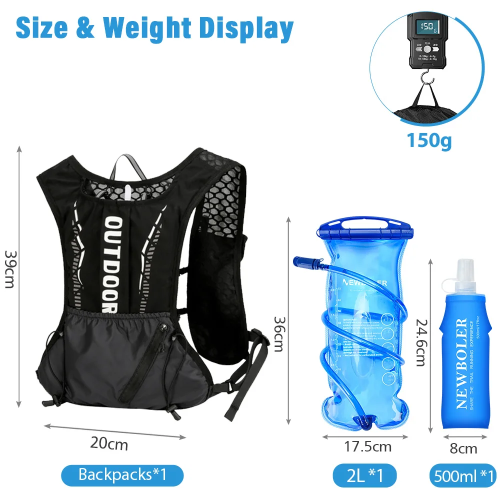 NEWBOLER Breathable Hydration Vest Trail Running Backpacks Lightweight Cycling Run Jogging Marathon Backpack Riding Climbing Bag image 2