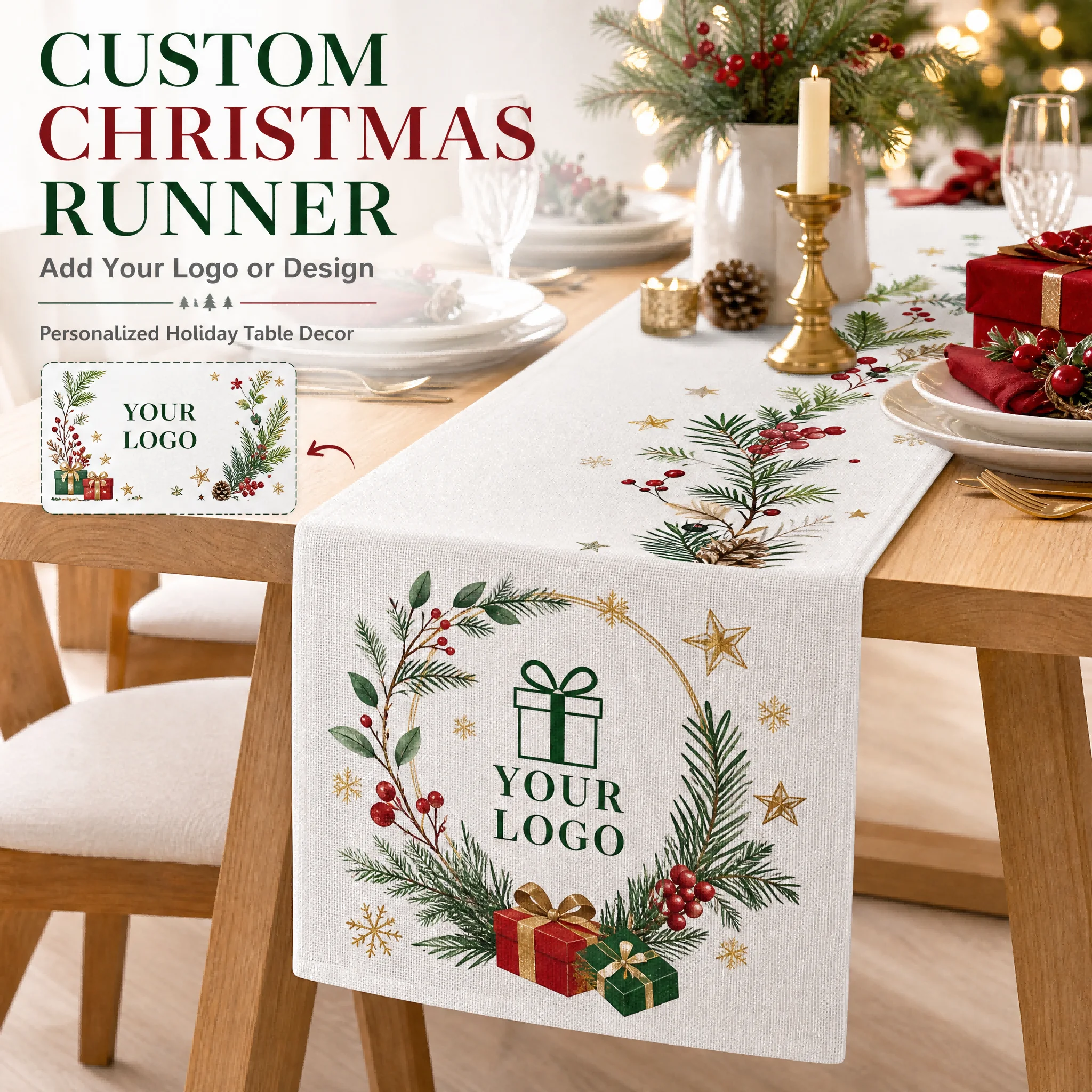 Custom Table Runner Personalized Table Decor Custom Logo Text Image Printed Table Runner for Wedding Birthday Party Home Event D