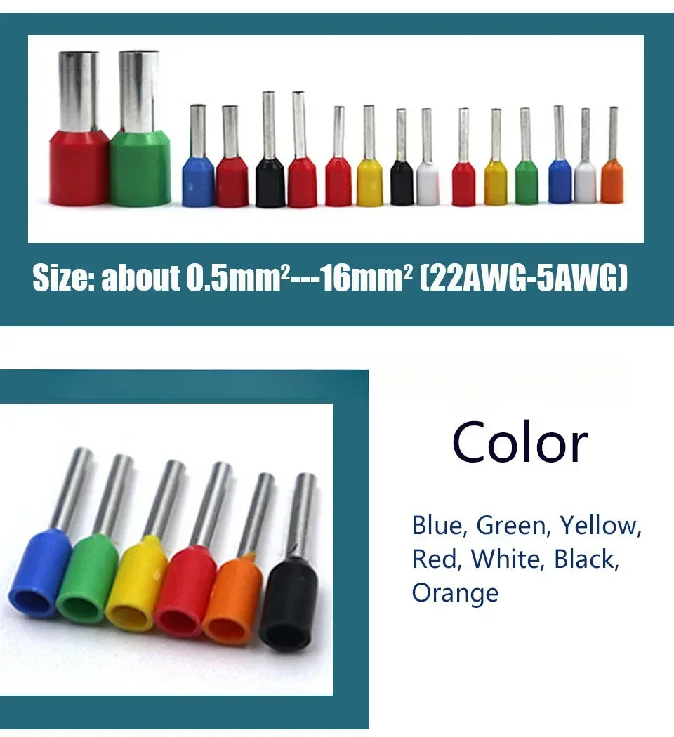 2120 Copper Insulation Terminals Kit 16 Types Heat Shrink Style Pre Insulated Cold Pressed Terminal Block Combination Set