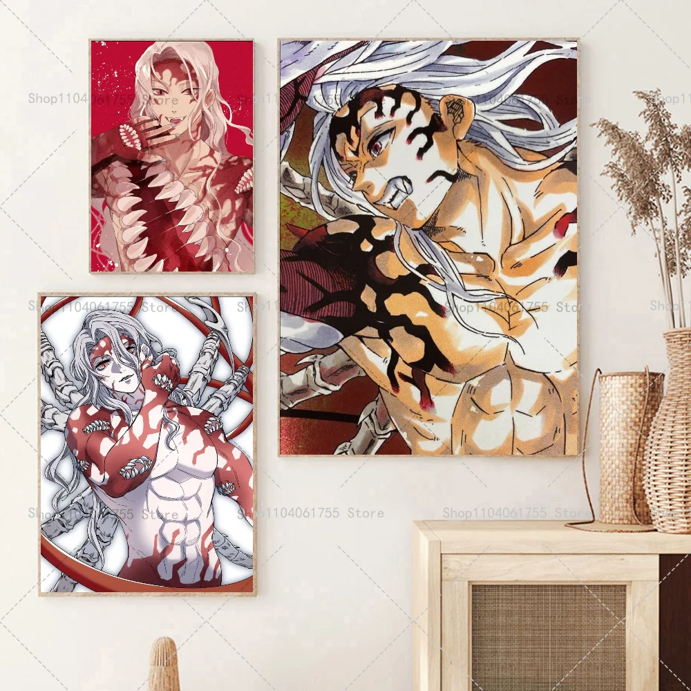 1PC Demon Slayer Kibutsuji Muzan Anime Poster Self-adhesive Art Waterproof Paper Sticker Coffee House Bar Room Wall Decor