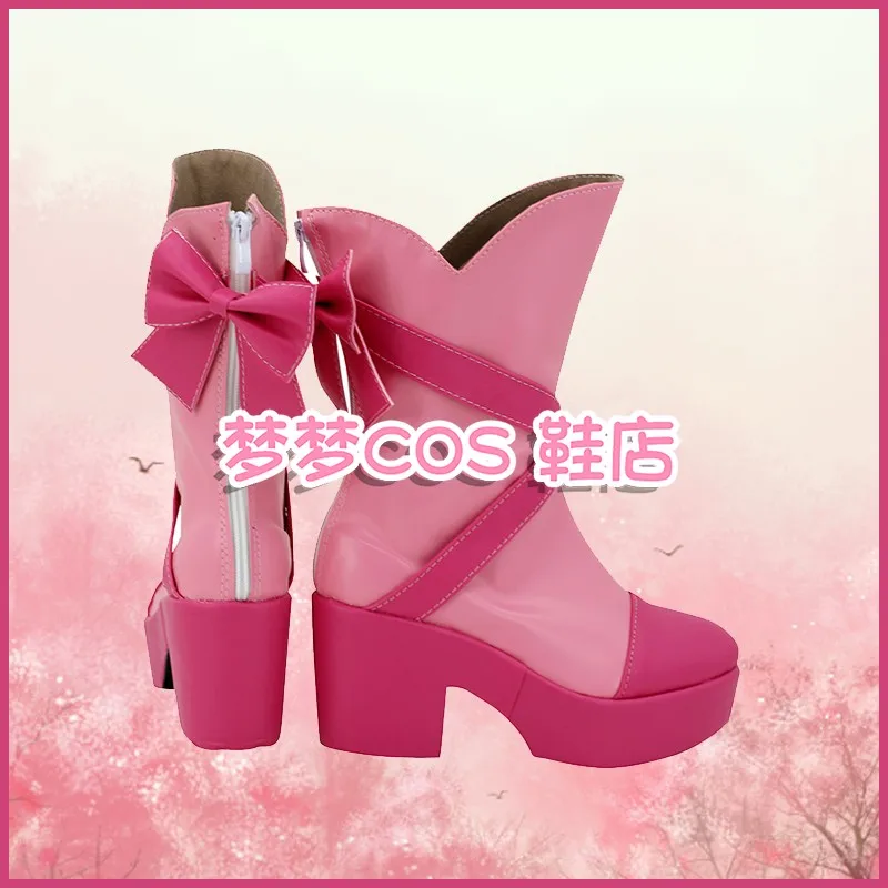 Meravigliose scarpe cosplay Precure Inukai Komugi Anime Halloween Stivali rosa Puntelli
