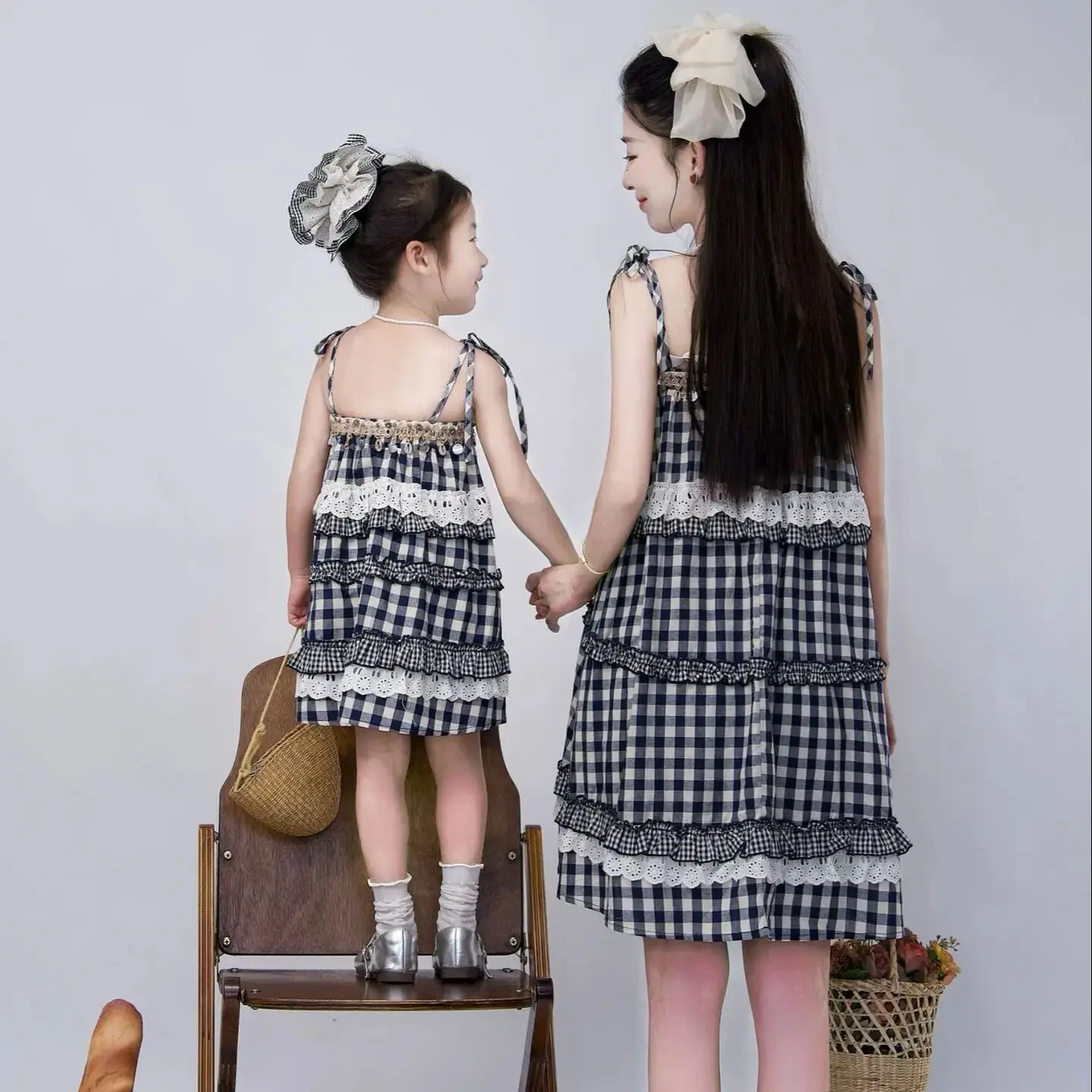 family outfits matching grid tutu mother and daughter matching outfit mom daughter couple tee Family clothes girl outfits