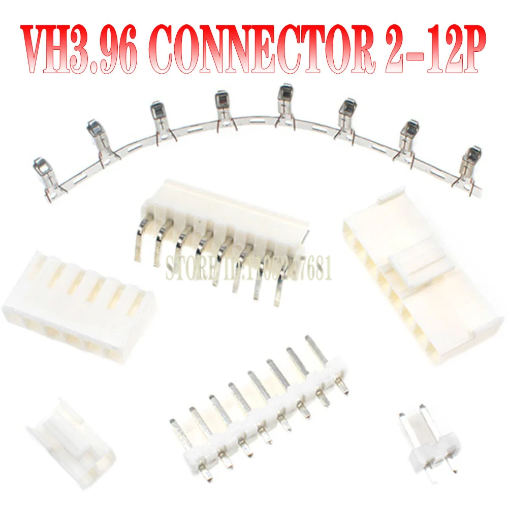 10set Vh3.96 Connector 3.96mm Pitch Plug+terminal+straight/curved Needle 2p/3p/4p/5p/6p/8p/10p Vh Housing Male Pin Header 2/3pin