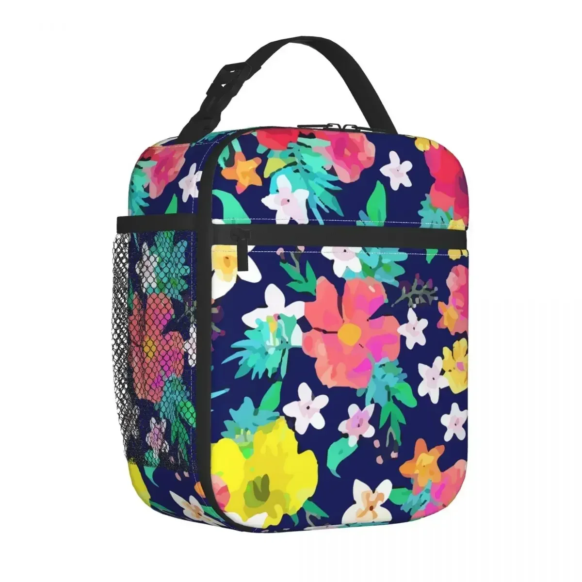 Tropical Floral Lunch Bag For Children Colorful Print Print Lunch Box Casual Travel Cooler Bag Portable Thermal Tote Handbags