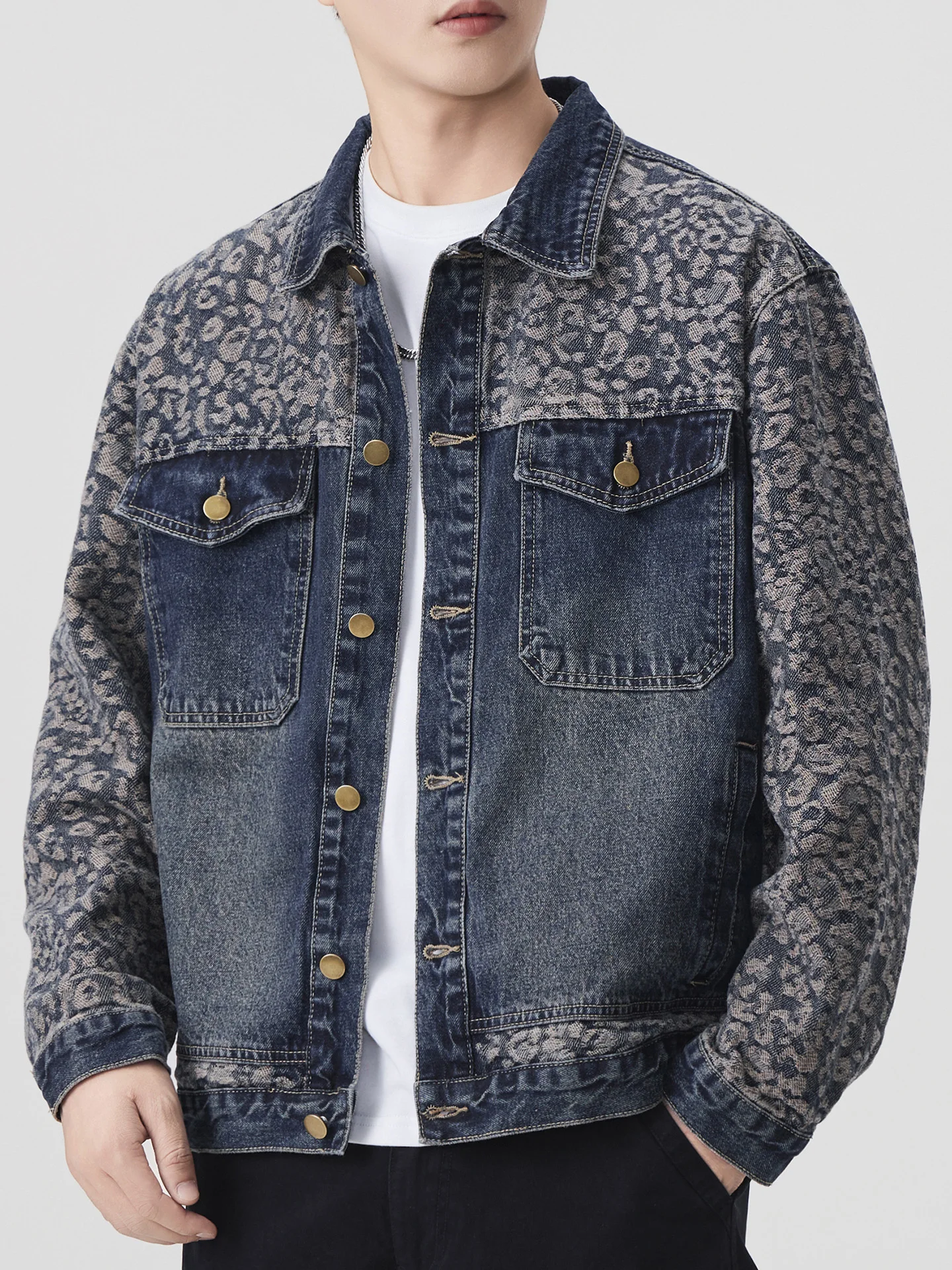 

Фланелевая джинсовая куртка в стиле ретро, мужская повседневная одежда, весна-осень, модная брендовая свободная посадка, американская смесь хлопка и полиэстера