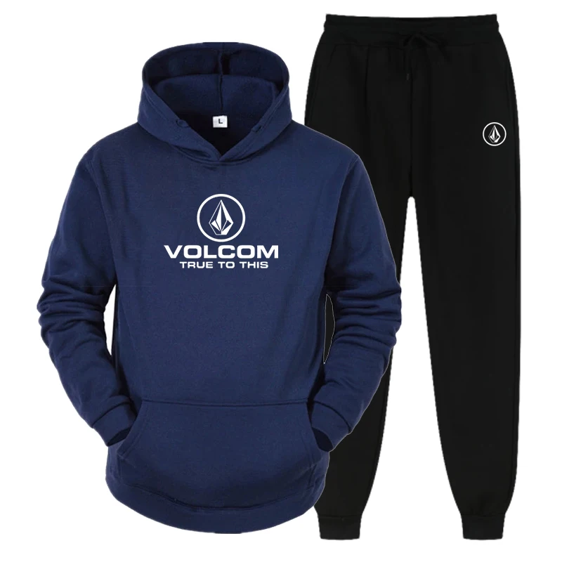 MEN\'s Volcom New Casual Sports Two Piece Men\'s Hoodie Printed Fashion Home Outdoor Activity Training Clothing