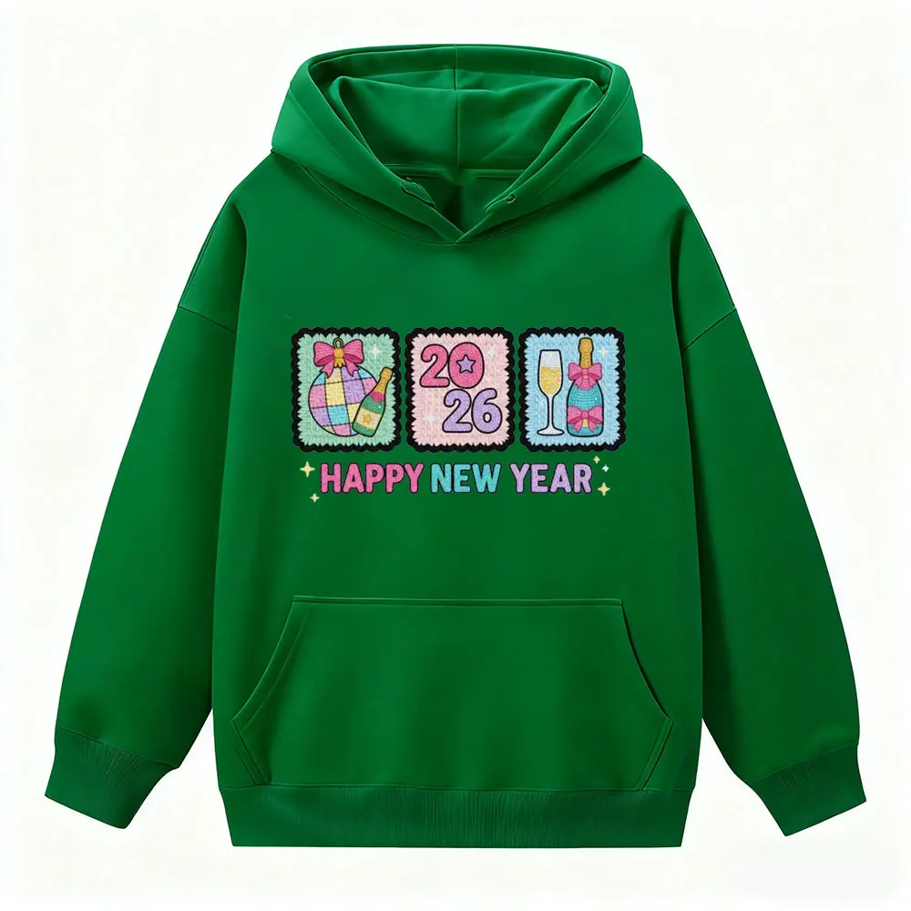 Nieuwjaar 2026 Vakantie Hoodies Moderne en trendy Dames Herfst Winter Kleding Creatief ontwerp Nieuwjaarsfeest Hoodie Hot Sale Tops