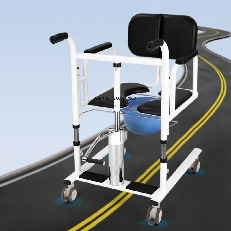 

Toilet Shower Transfer Chair for Elderly Patients Manual Commode Lift Chair for Bathroom Safety Equipment