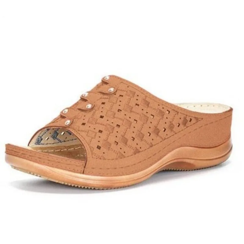 Plattform Keil Hausschuhe Frauen Sommer neue heiße Verkauf Damen Schuhe offene Zehen Rom solide weibliche Outdoor Casual Beach Plus Size Rutschen