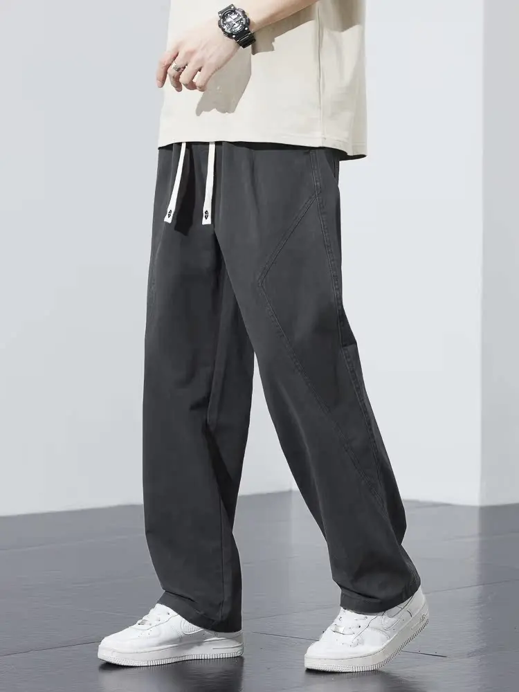 

Мужские повседневные хлопковые рабочие брюки, летние тонкие прямые брюки свободного кроя, спортивные брюки, удобные дышащие длинные брюки