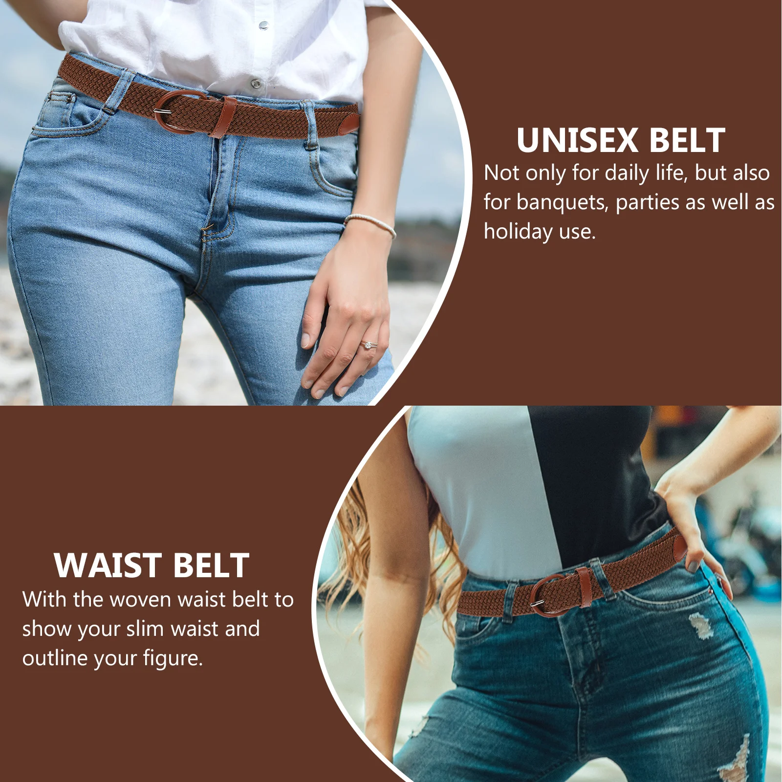 

1Pcs Elastic Waist Belt Chic Woven Fabric Stylish Dress Waistband for Women Men Casual Party Holiday Use Fashion Belt