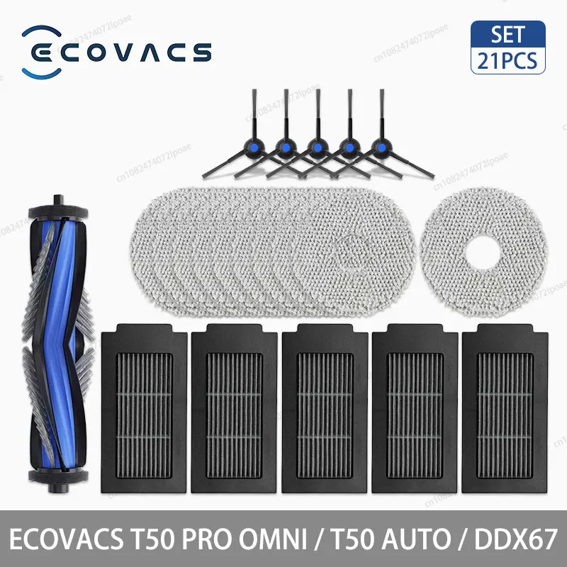 ECOVACS T50 PRO OMNI / T50 AUTO / DDX67 Robotstofzuiger Accessoires Hoofdzijborstel Hepa Filter Mop Doek Stofzak Onderdelen