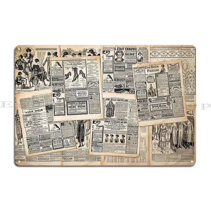Old Vintage Newspaper Sheets Metal Plaque Printing Bar Party Cinema Create Tin Sign Poster
