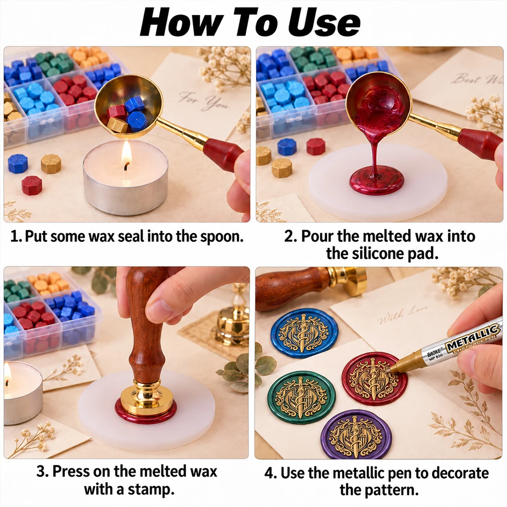 Kolorowy zestaw do tworzenia p – Wax Seal Stamp Set recenzja i cena