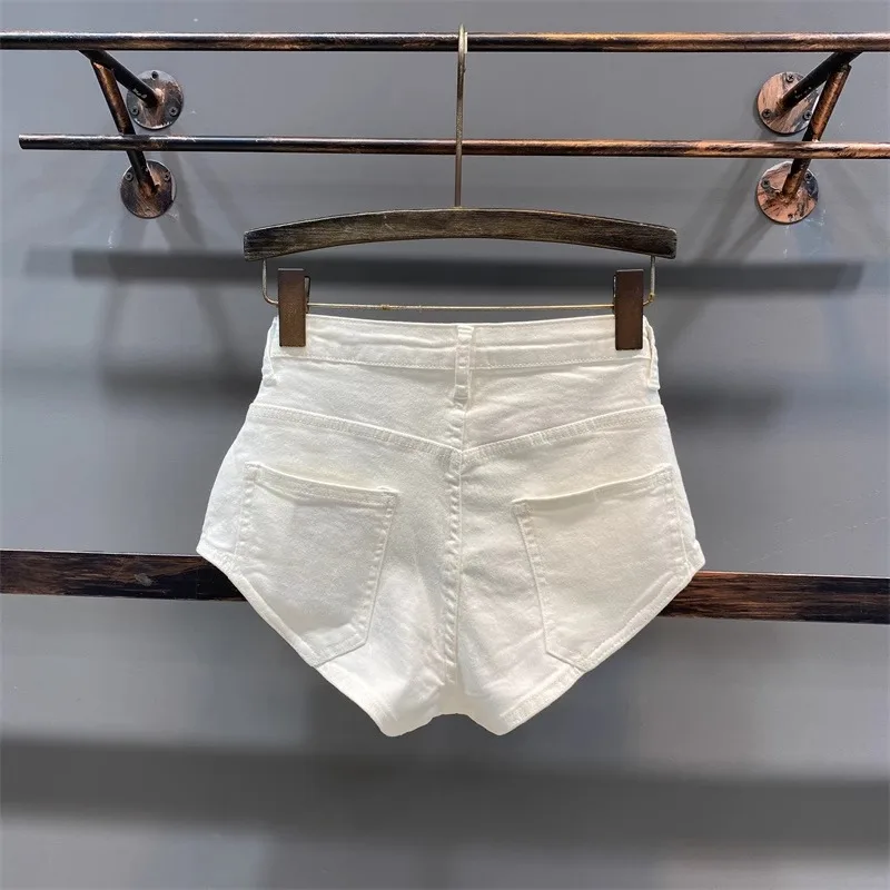 Enge Denim-Shorts, Hot Girl Y2k Ultra-Kurze Gewaschene Jeans mit Bündchen, Sommerkleidung für Frauen – Detail 4