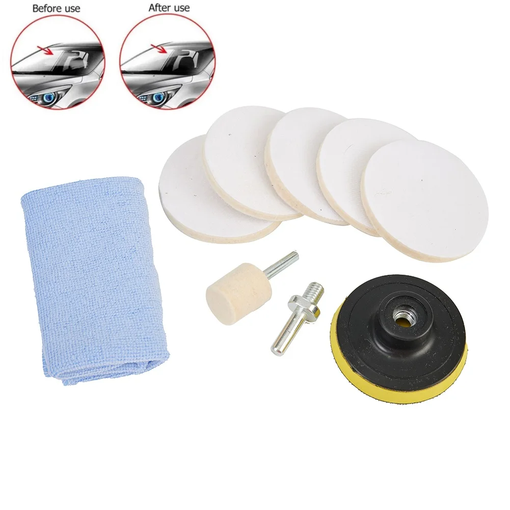 Backing Pad With Drill Adapter Wool Felt Polishing Wheel Auto Car Scratch Remover Glass Polishing Kit Scratch Repair Tool