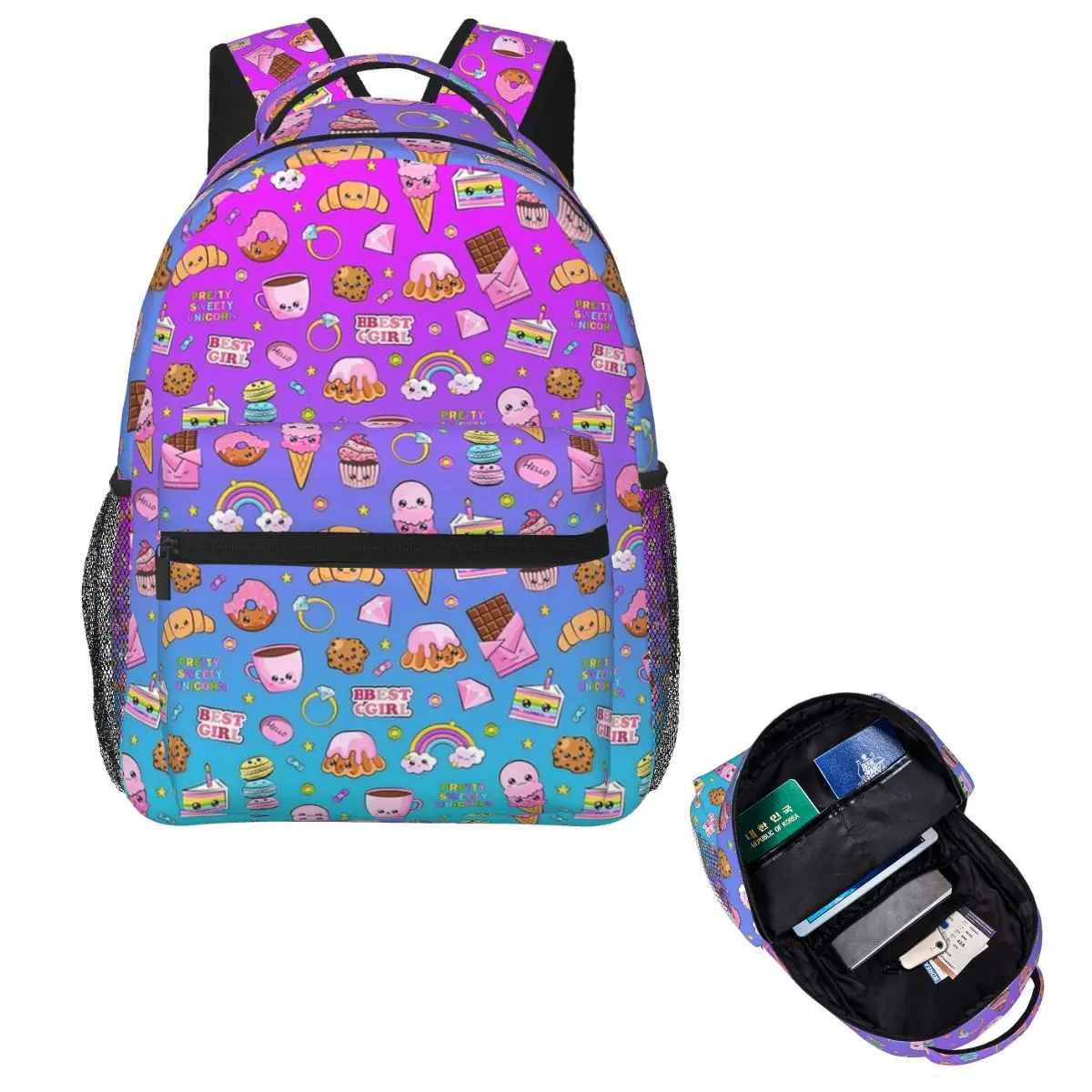 

Kawaii Candy Pattern Backpack Hot Sale Daypack Large Capacity Kids BookBag School Bag Shoulder Bags for Men Women